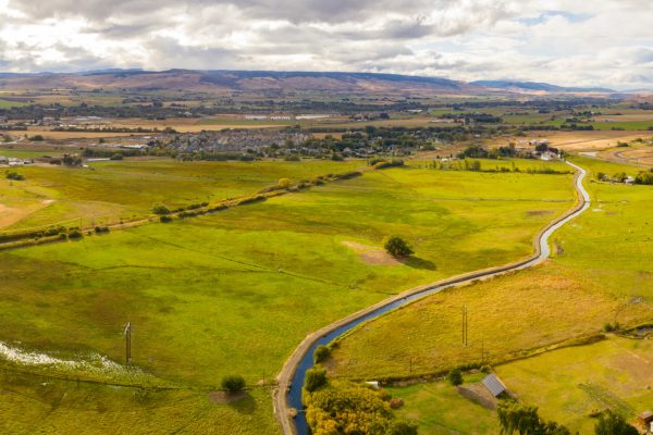 Yakima River Aerial Panorama Ellensburg Washington USA