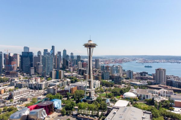 Aerial view of Seattle Downtown
